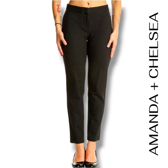 Amanda + Chelsea Women’s Black Subtle Print Slim Ankle Dress Pants – Size 6 - Picture 8 of 9